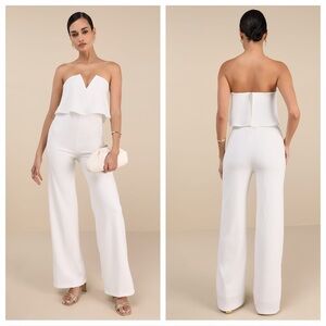 Lulus Power of Love White Strapless Jumpsuit